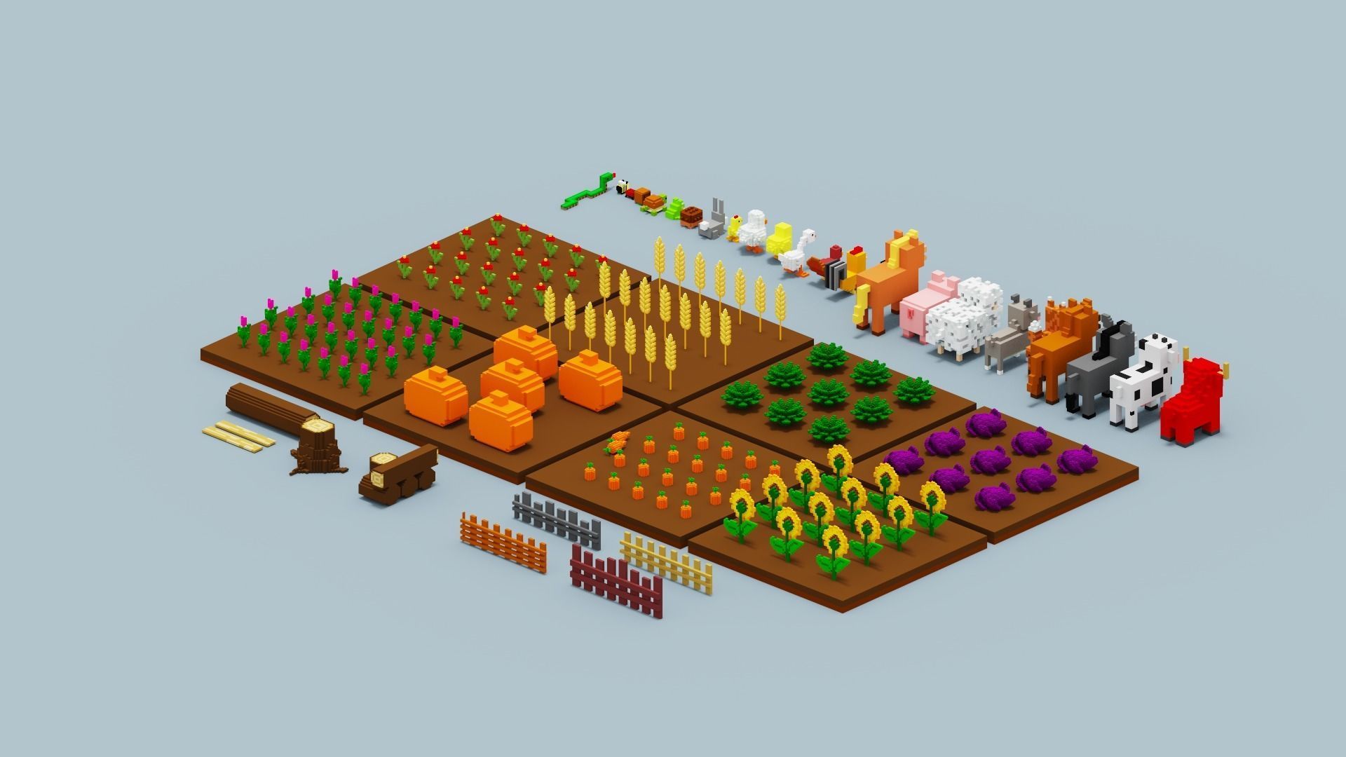 Voxel Farm Pack Low-poly 3D model_28