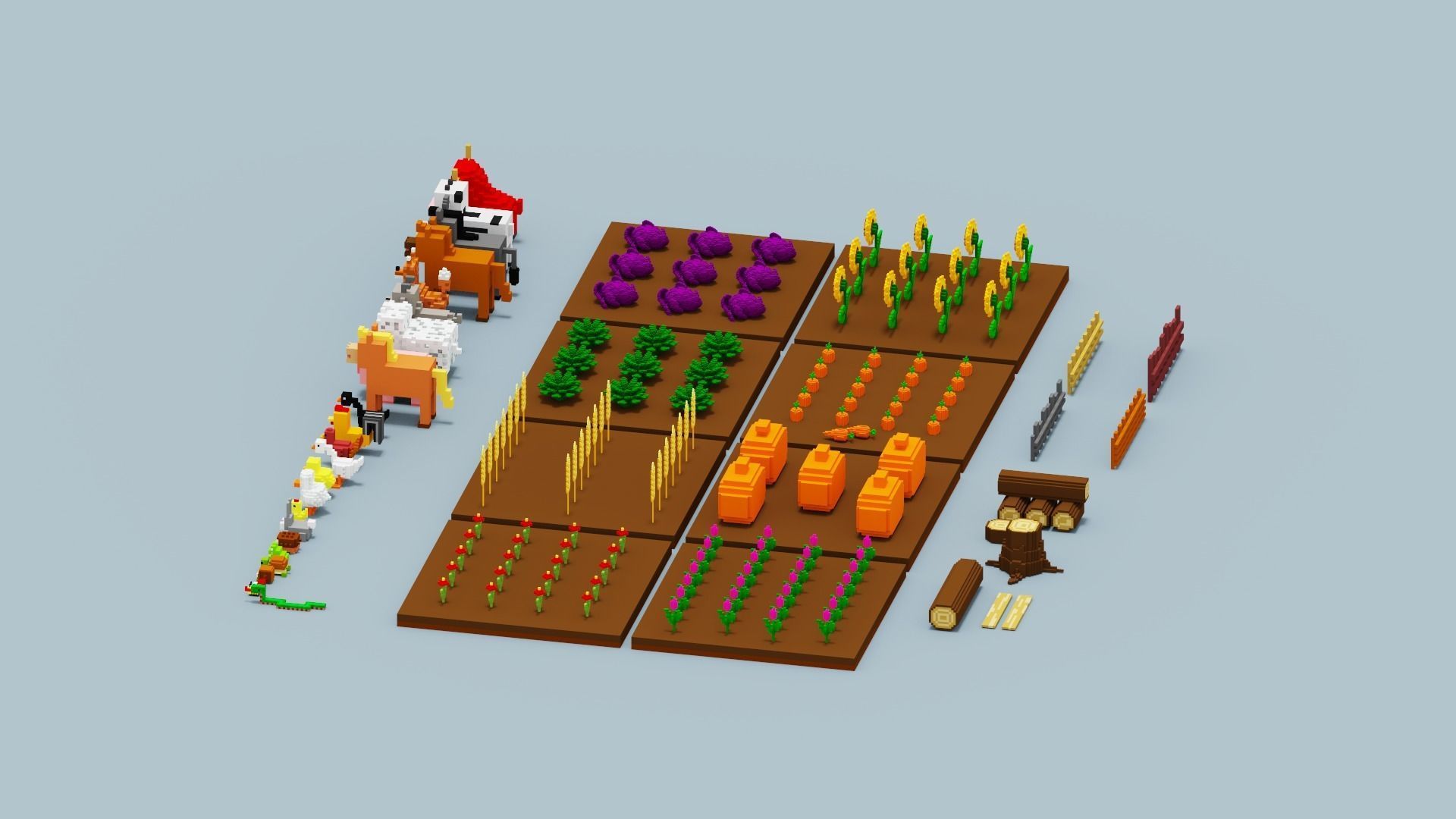 Voxel Farm Pack Low-poly 3D model_21