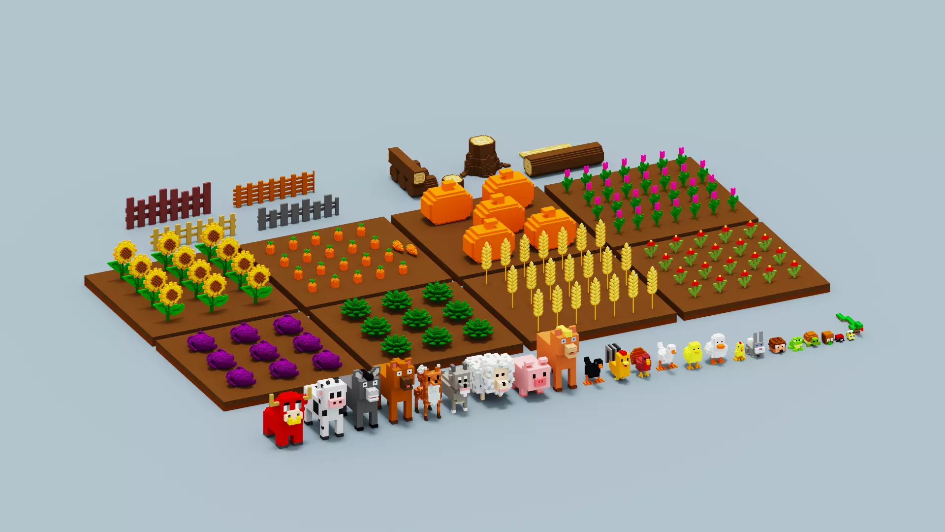 Voxel Farm Pack Low-poly 3D model_0