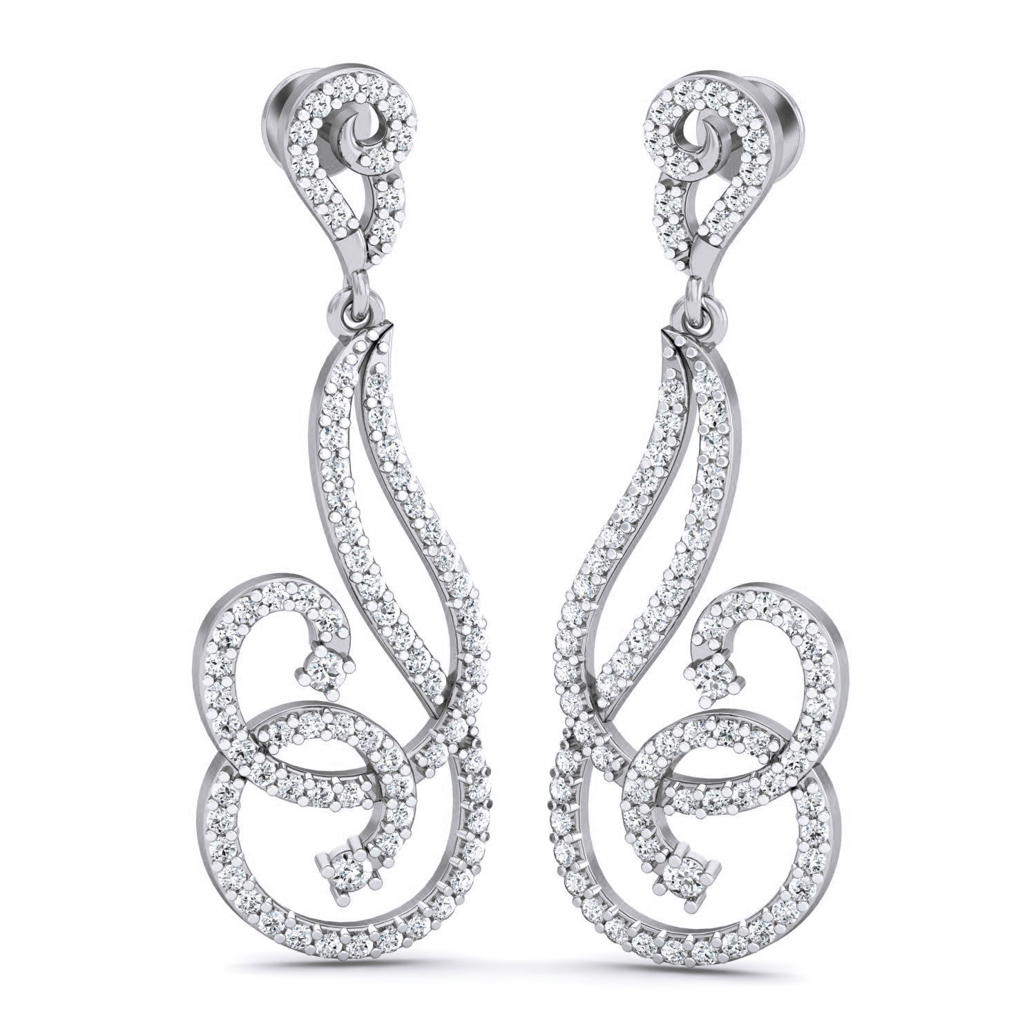 Women Long Earrings 3dm stl 3mf obj glb gltf render details 3D print model_2