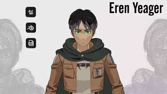 Eren Yeager- Attack on titan- Game Ready 3D model - Fully Rigged Low-poly 3D model