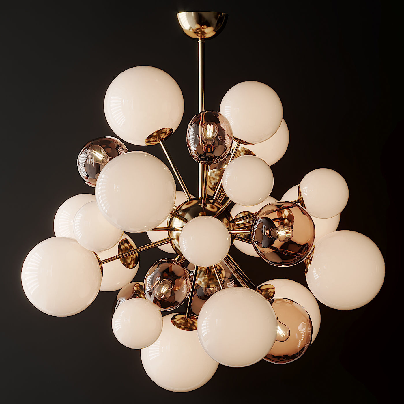 Clear and Opaque Pink Blush Sputnik Chandelier Italy 3D model_2