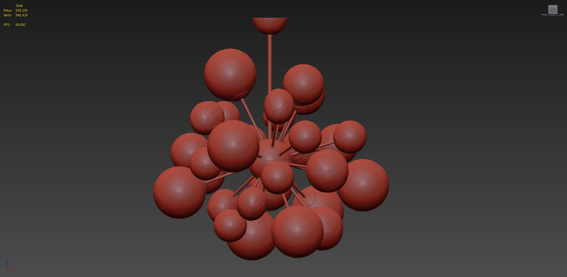 Clear and Opaque Pink Blush Sputnik Chandelier Italy 3D model_4