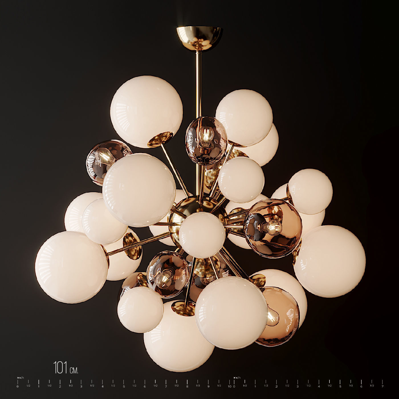 Clear and Opaque Pink Blush Sputnik Chandelier Italy 3D model_1