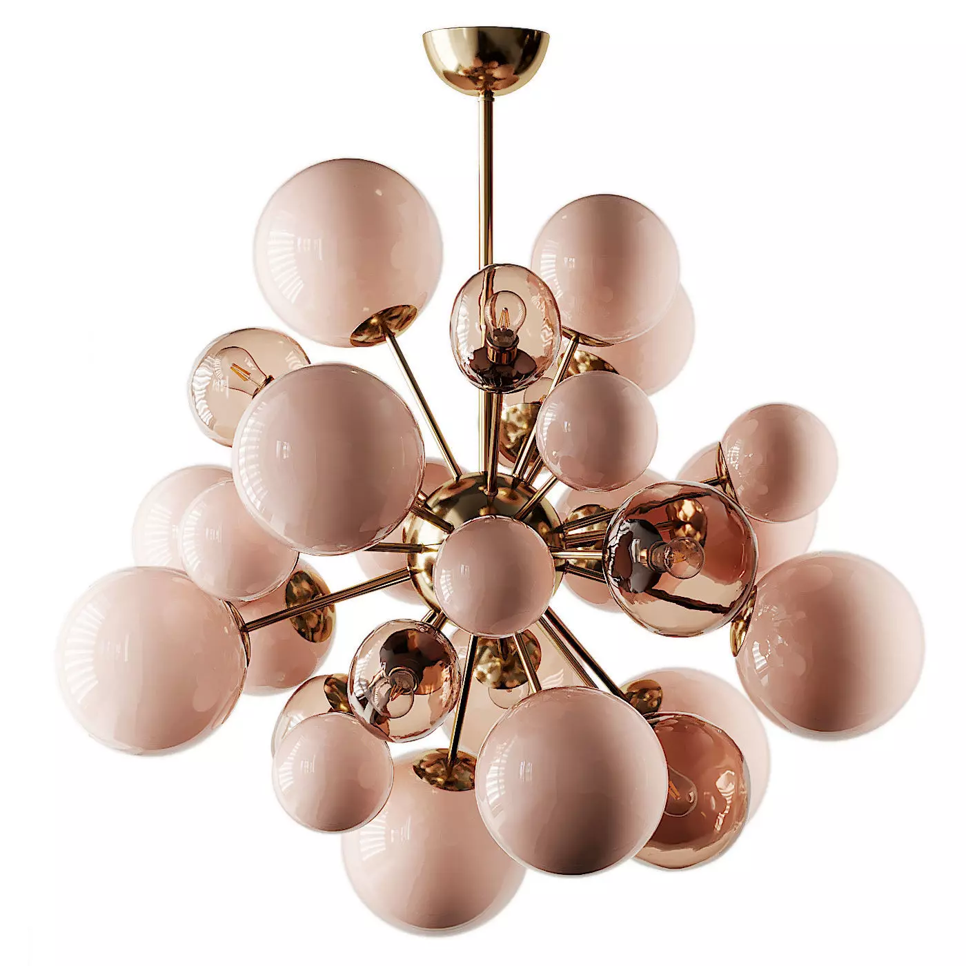 Clear and Opaque Pink Blush Sputnik Chandelier Italy 3D model_0