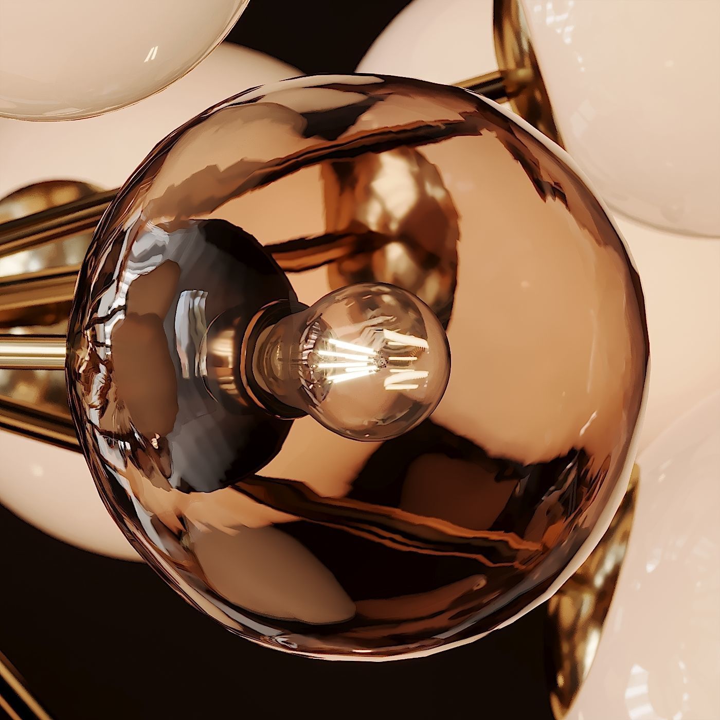 Clear and Opaque Pink Blush Sputnik Chandelier Italy 3D model_3