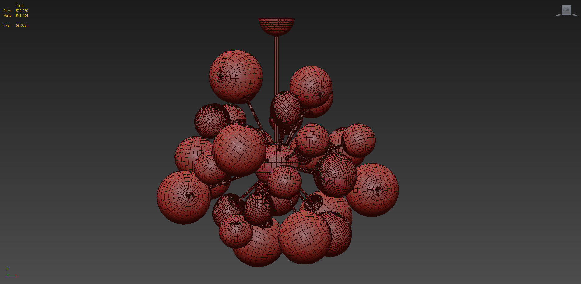 Clear and Opaque Pink Blush Sputnik Chandelier Italy 3D model_5