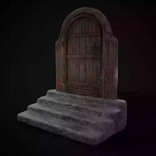 Rustic Hearth Door Low-poly 3D model