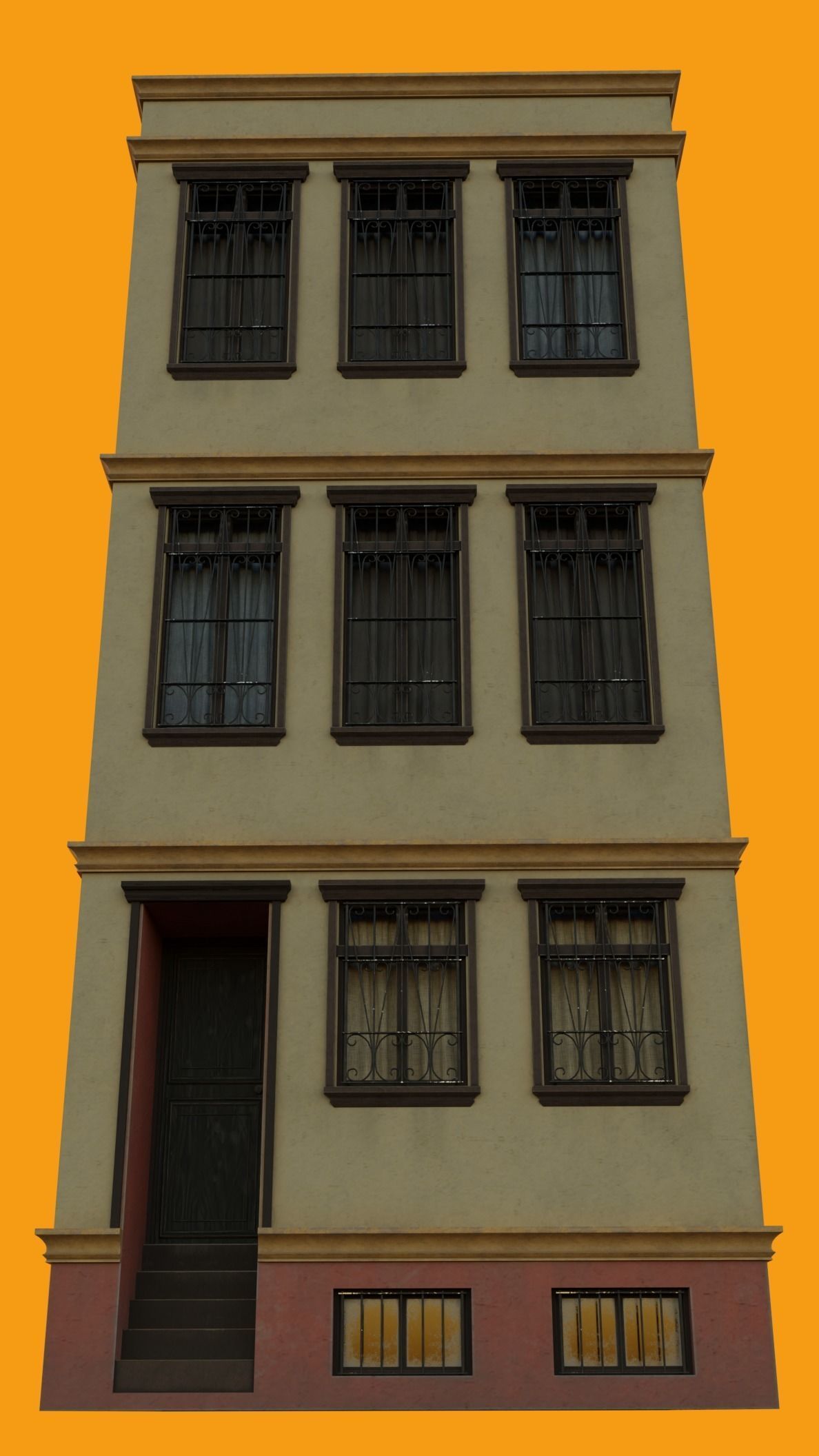 European Building Persian Style Low-poly 3D model_9