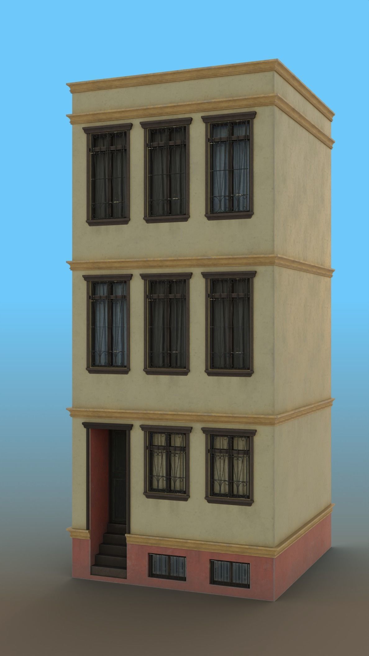 European Building Persian Style Low-poly 3D model_10