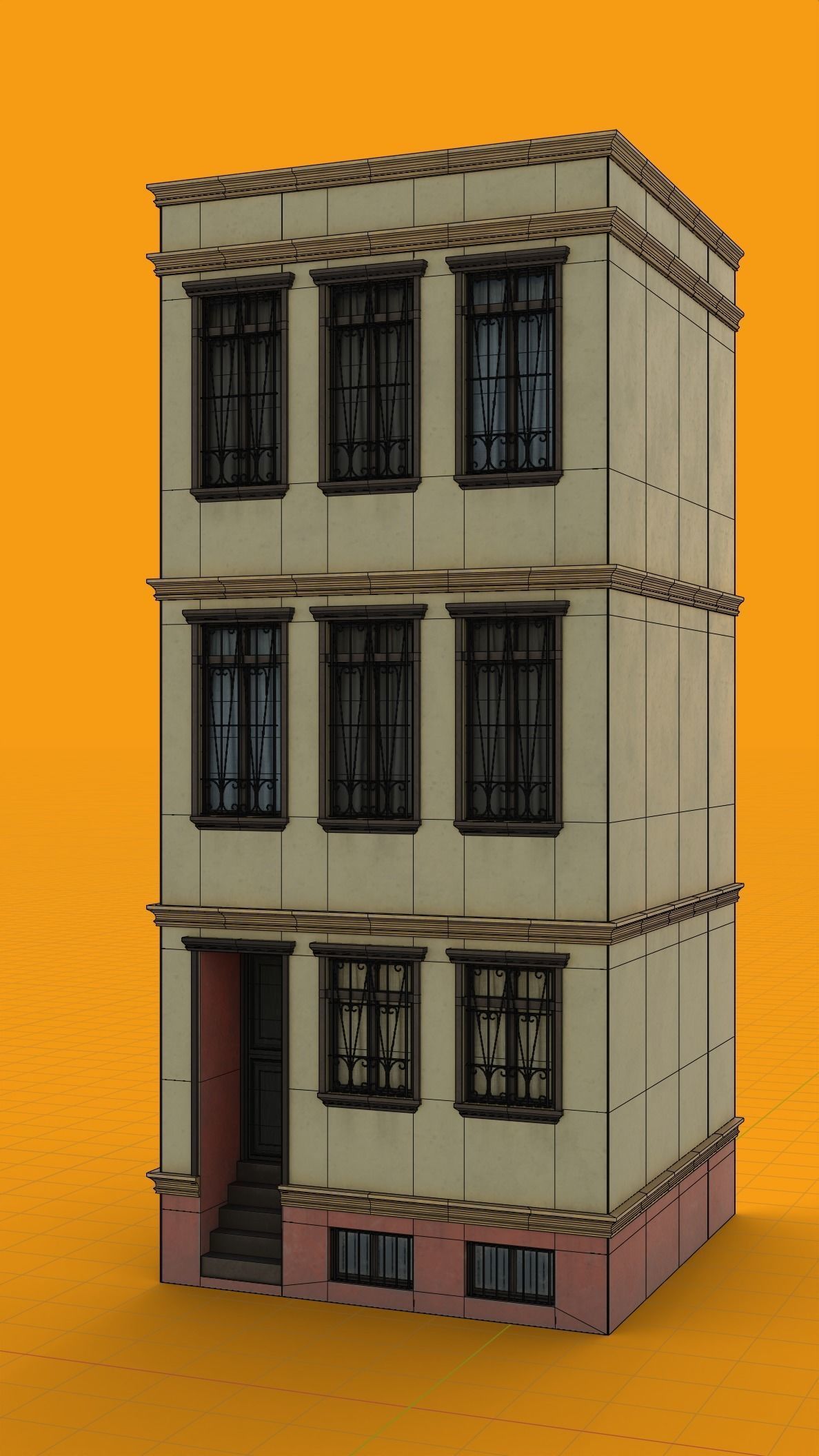 European Building Persian Style Low-poly 3D model_7