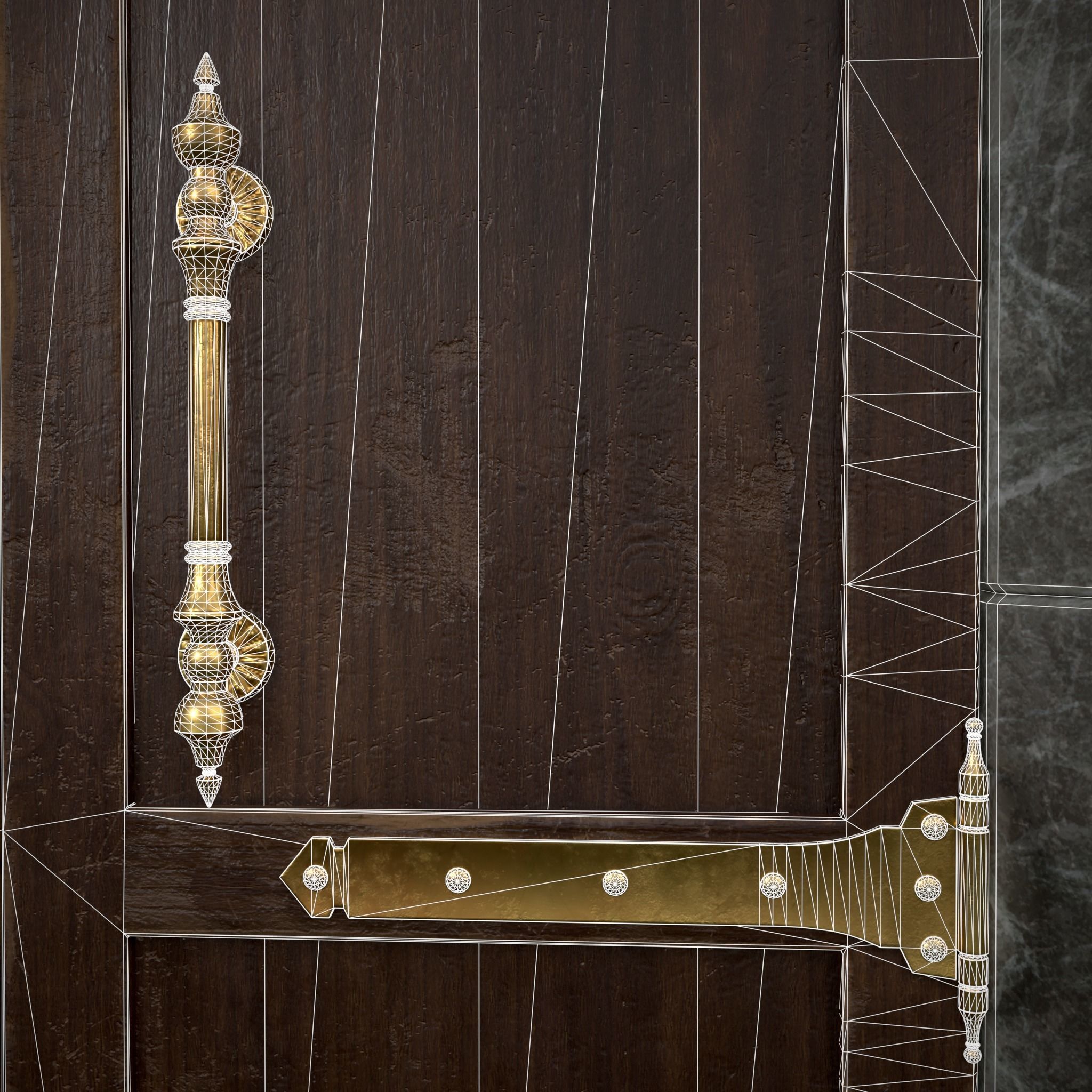 Regal Castle Door Low-poly 3D model_36