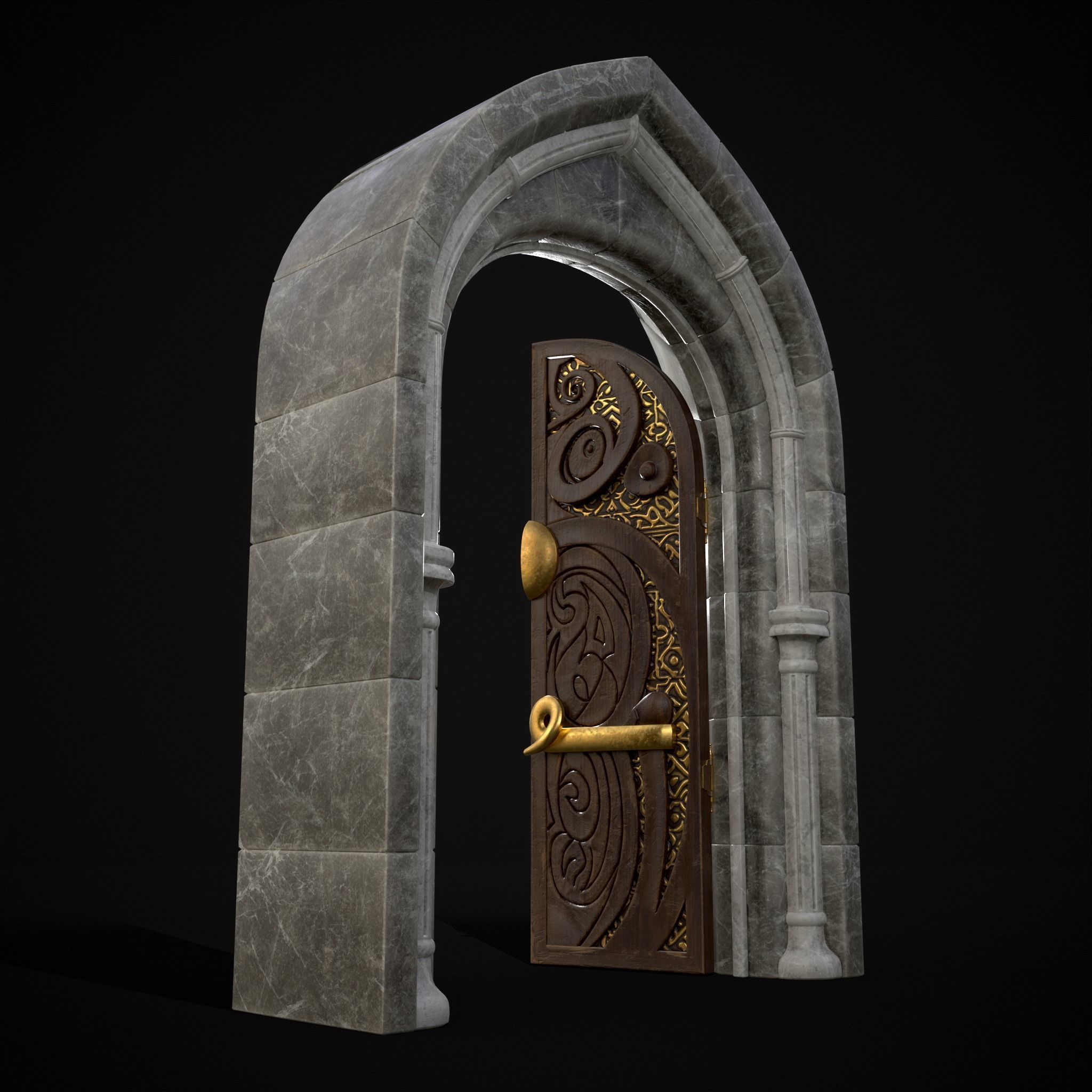 Regal Castle Door Low-poly 3D model_19