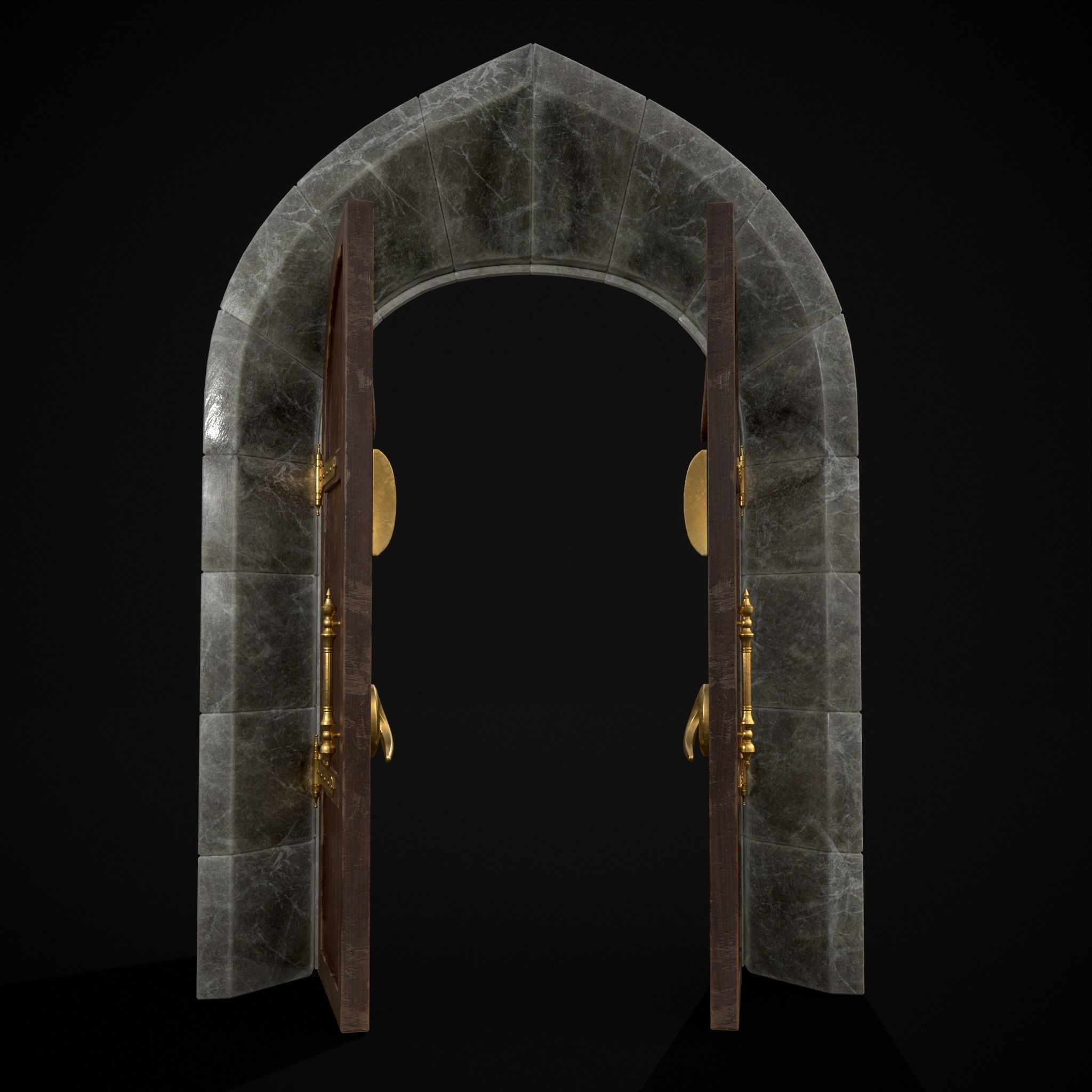 Regal Castle Door Low-poly 3D model_21