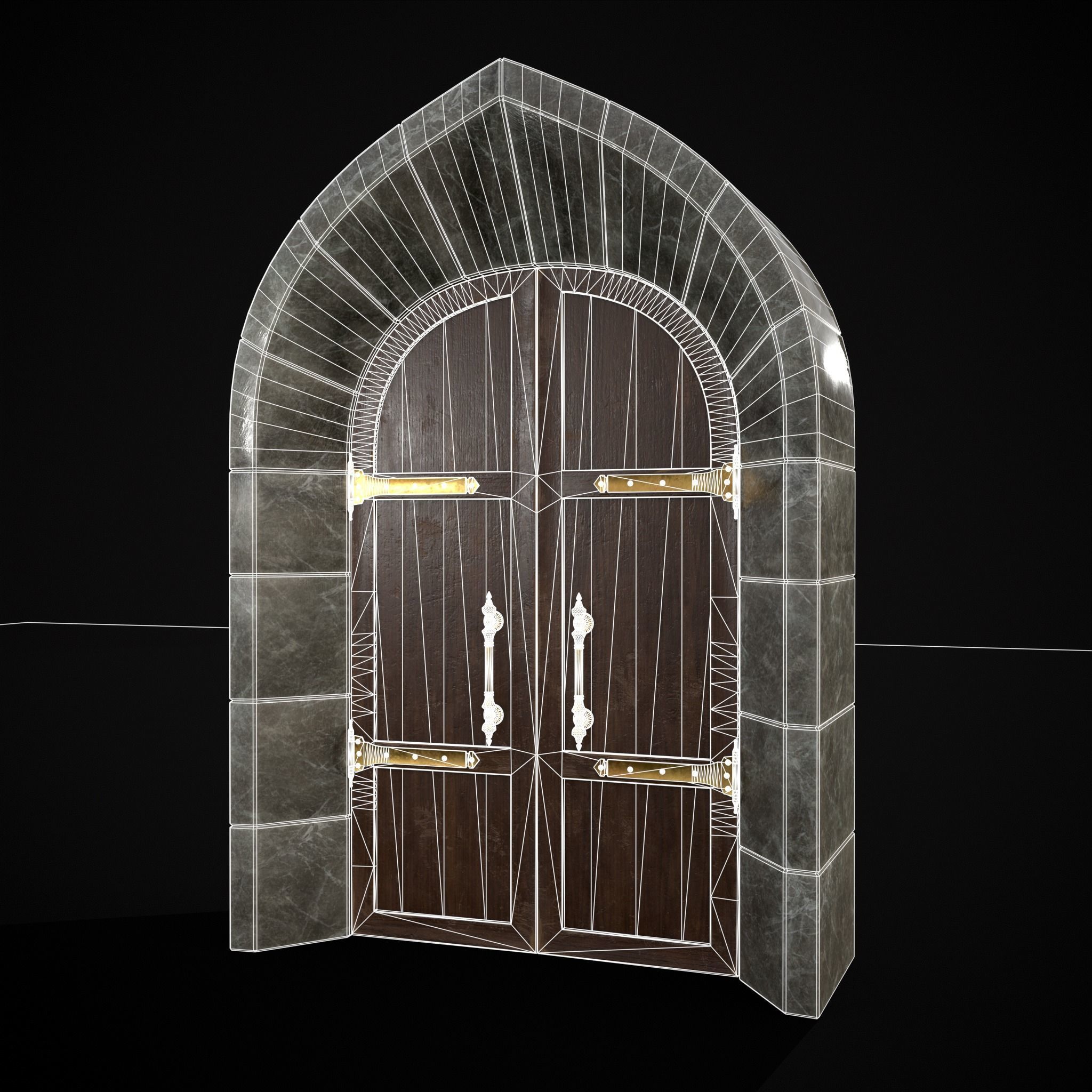 Regal Castle Door Low-poly 3D model_38