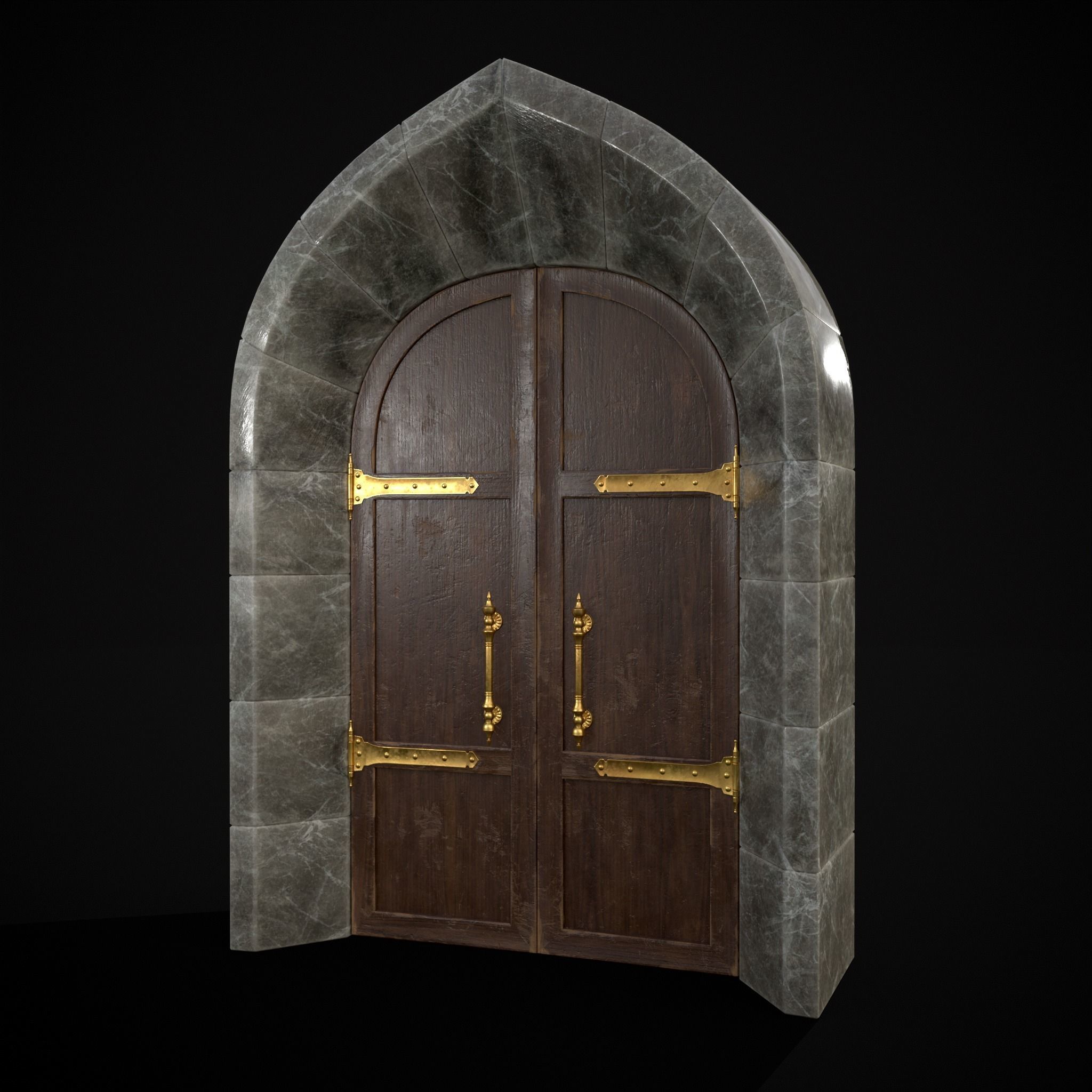 Regal Castle Door Low-poly 3D model_37