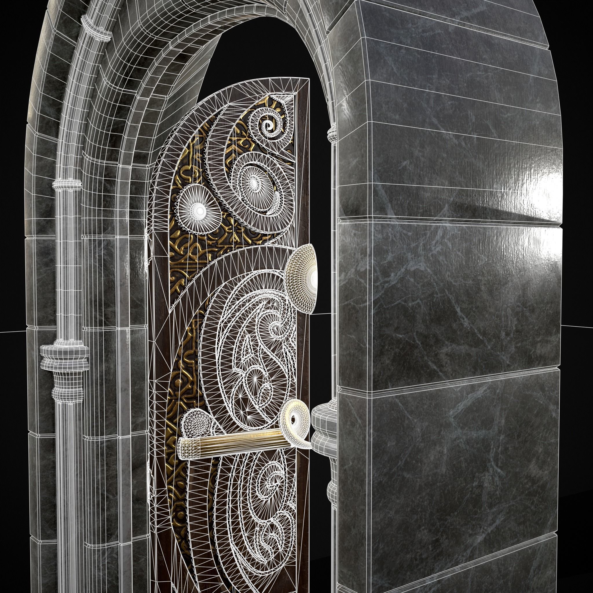 Regal Castle Door Low-poly 3D model_24