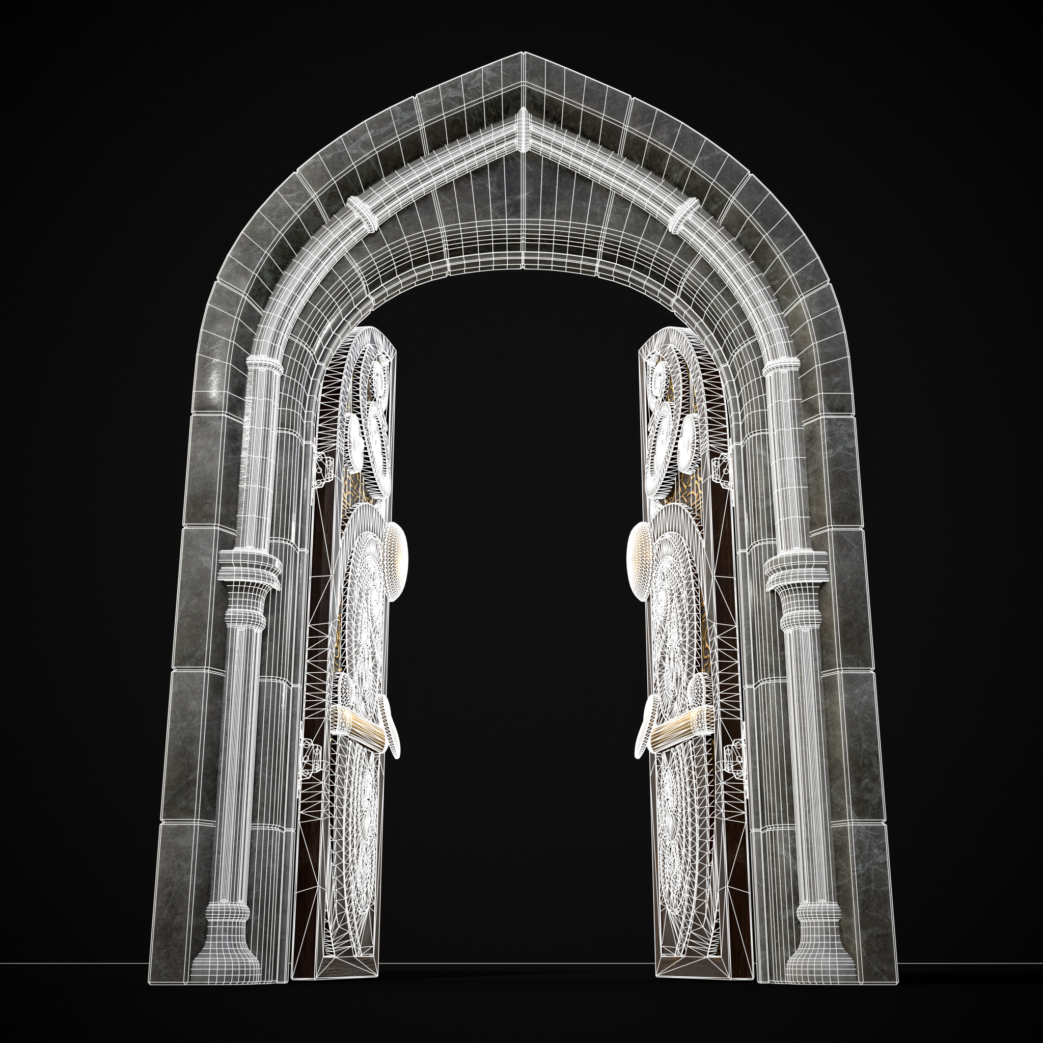 Regal Castle Door Low-poly 3D model_16