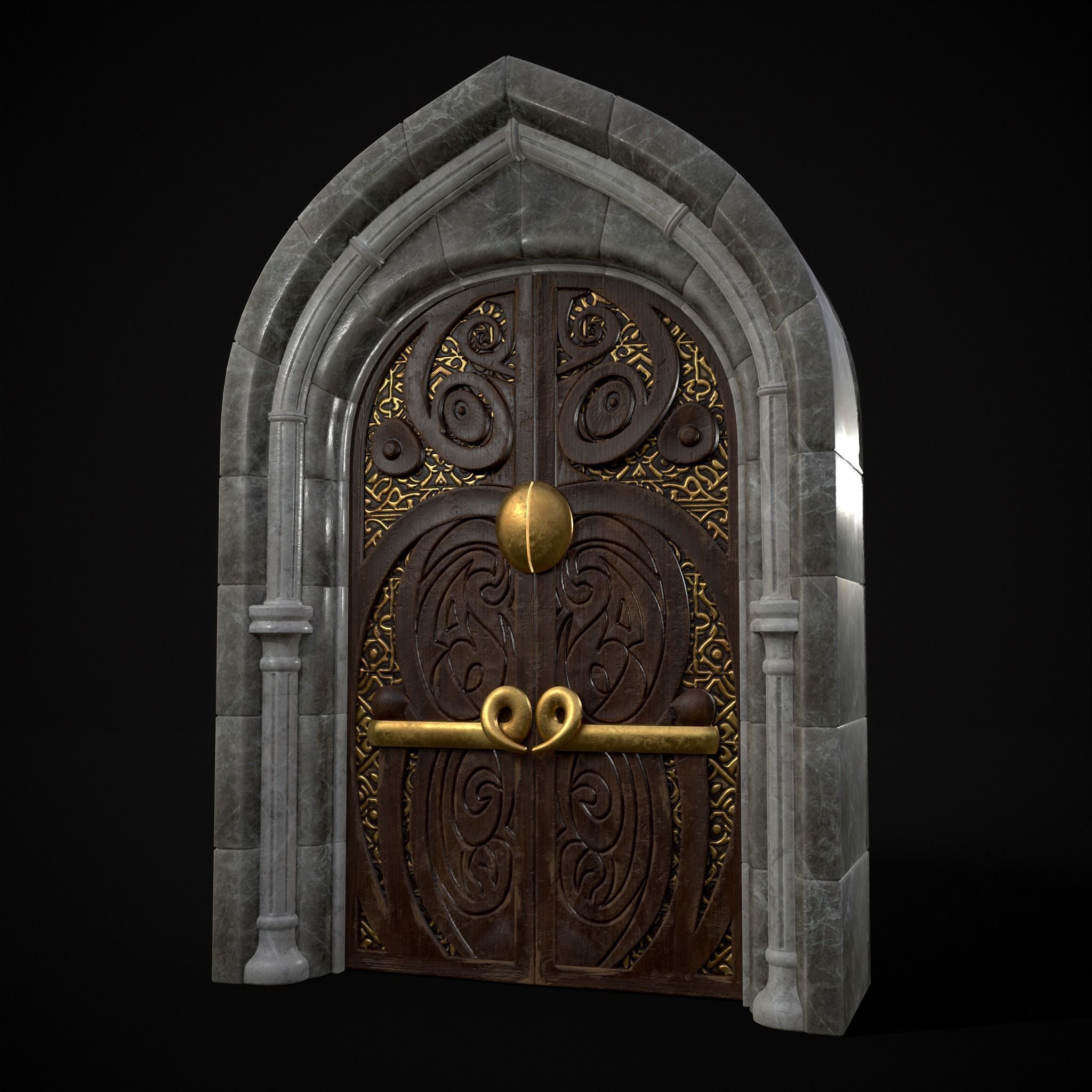 Regal Castle Door Low-poly 3D model_39