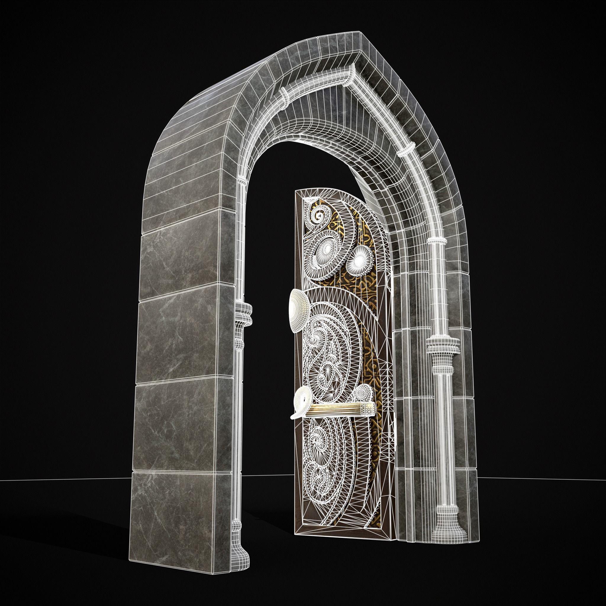 Regal Castle Door Low-poly 3D model_20