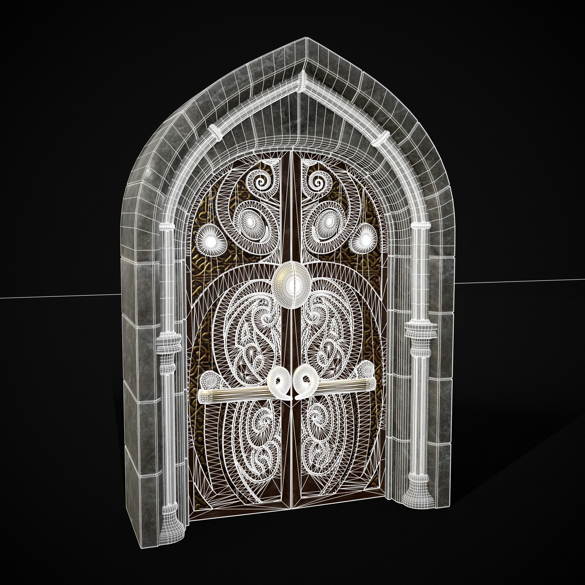Regal Castle Door Low-poly 3D model_26