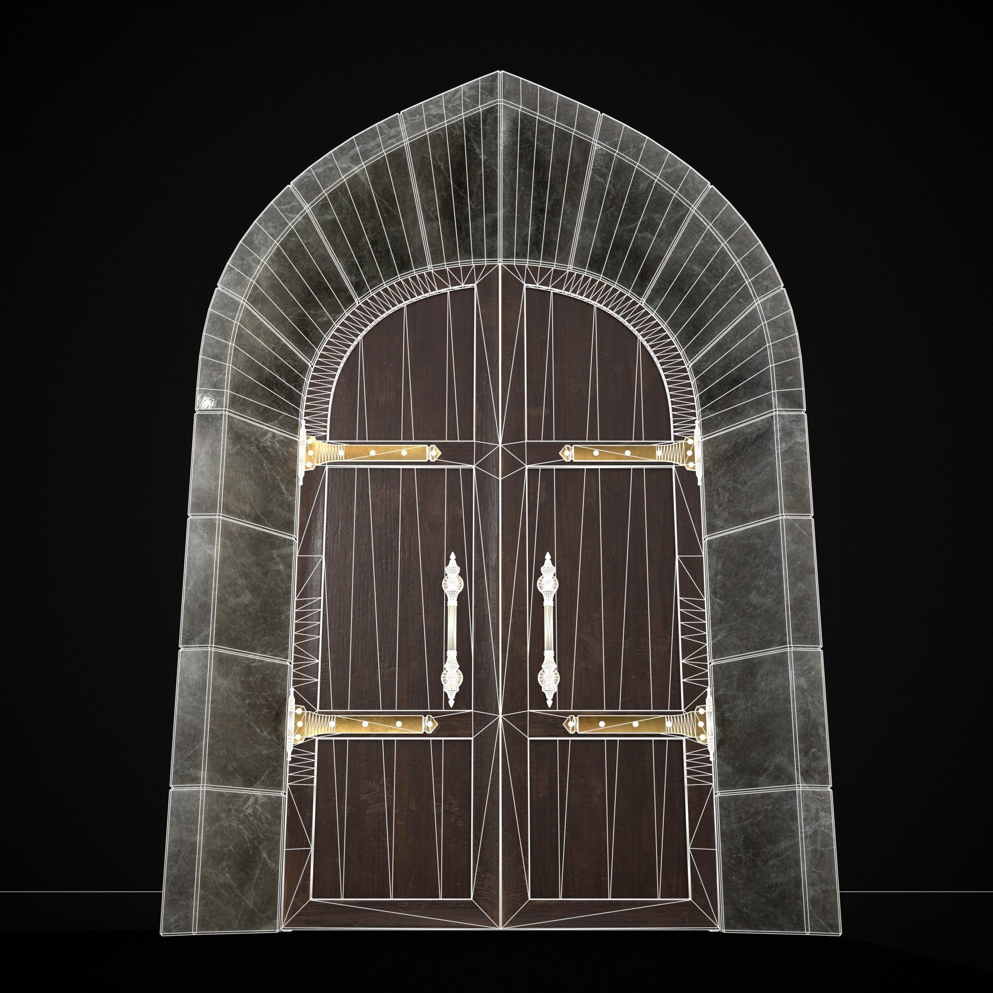 Regal Castle Door Low-poly 3D model_6