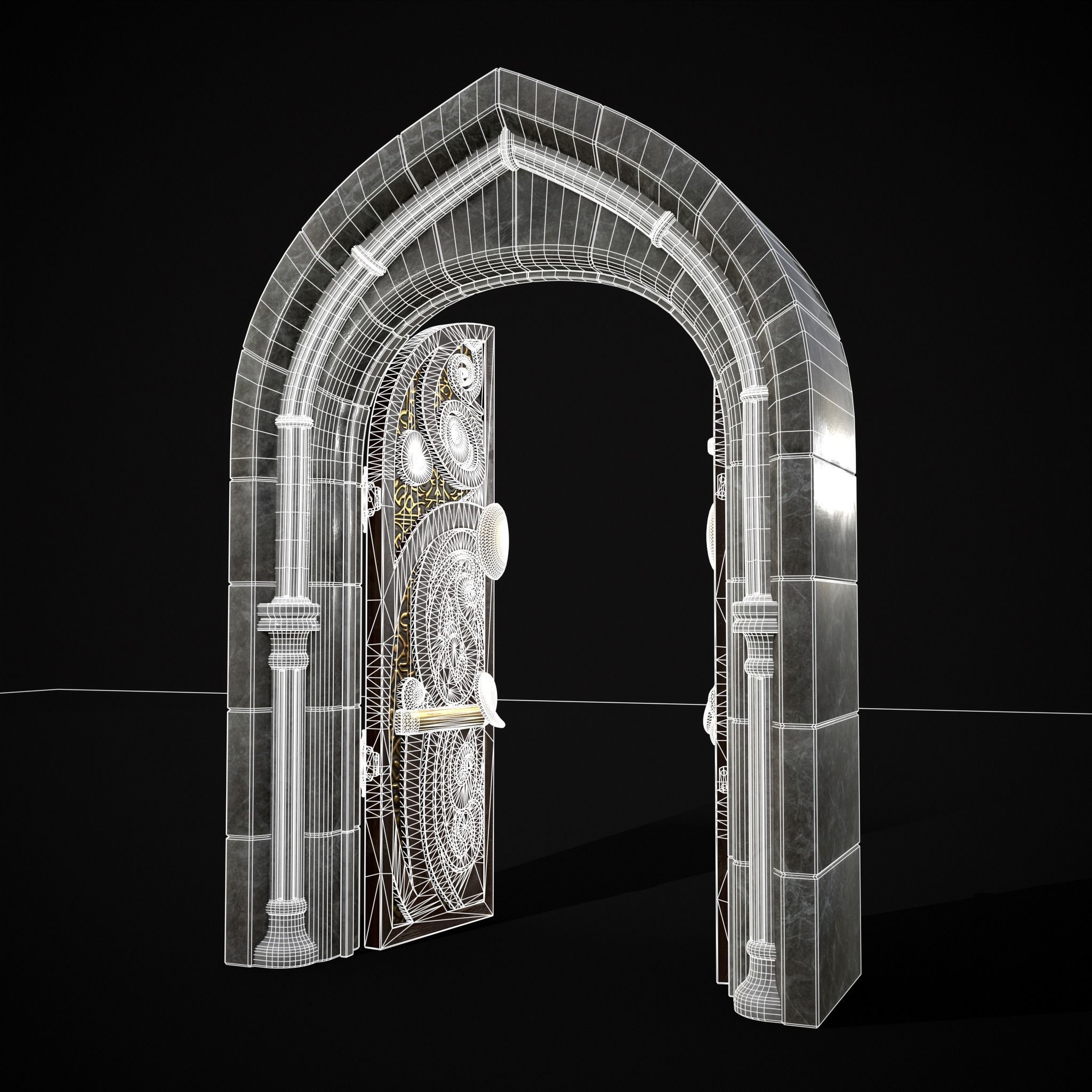 Regal Castle Door Low-poly 3D model_18