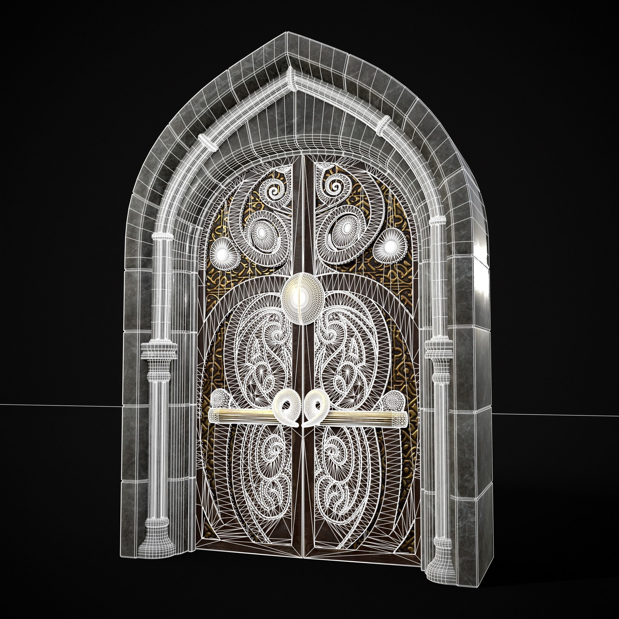 Regal Castle Door Low-poly 3D model_40