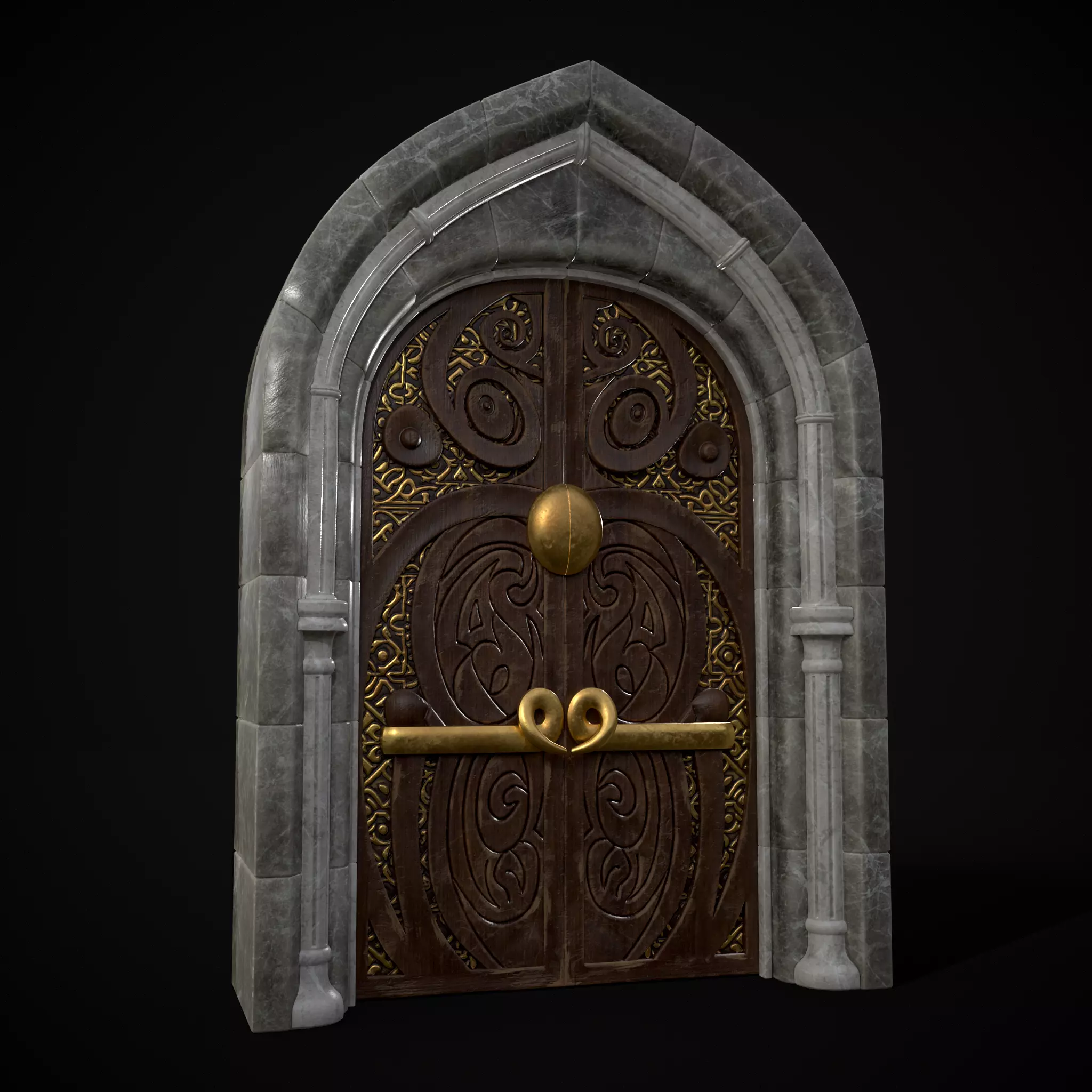 Regal Castle Door Low-poly 3D model_0