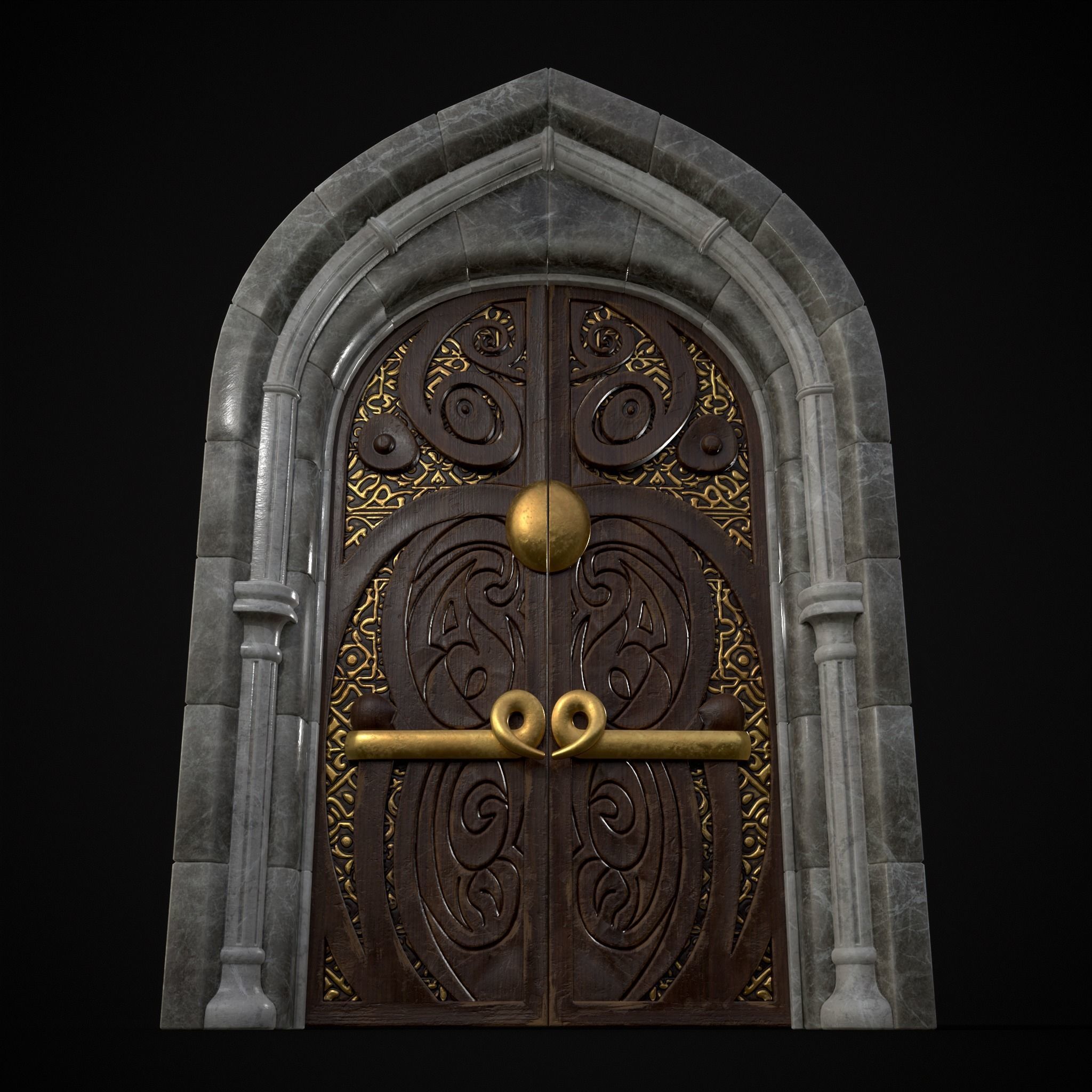 Regal Castle Door Low-poly 3D model_27