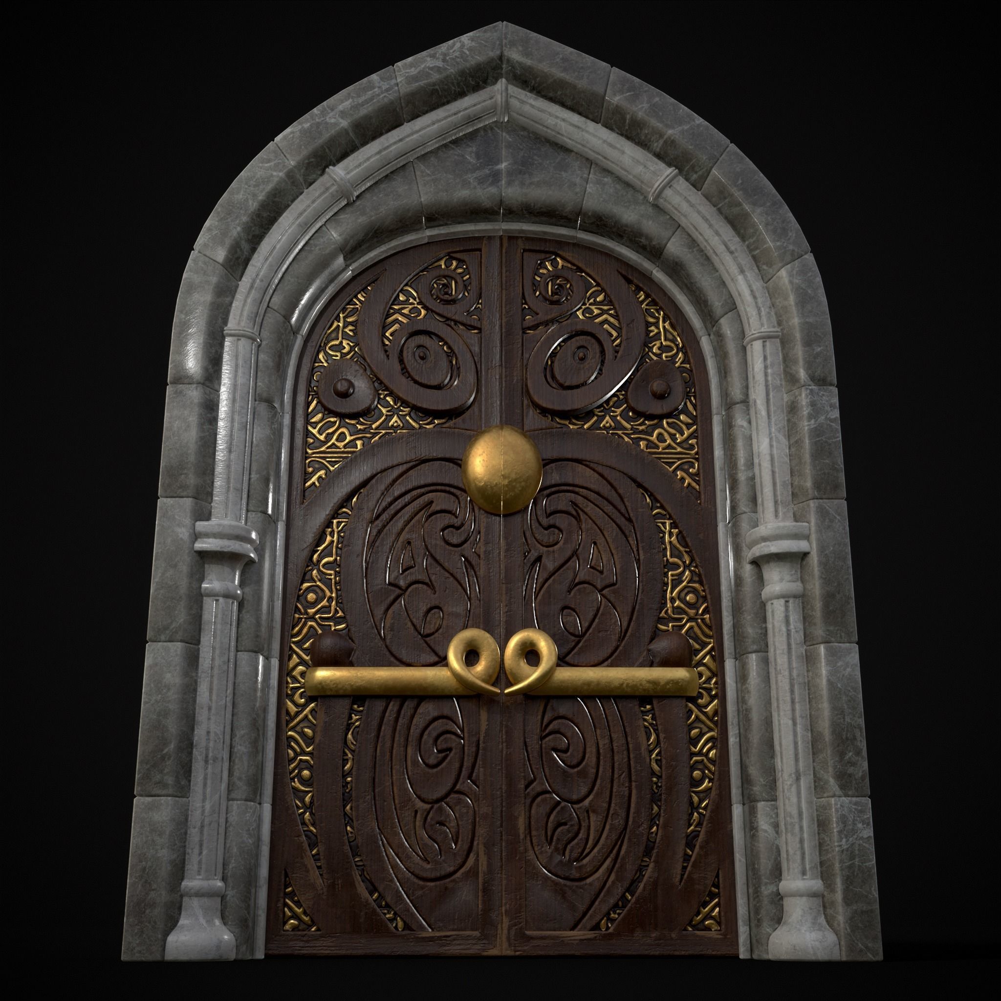 Regal Castle Door Low-poly 3D model_13