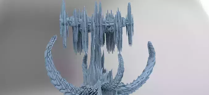 Sci fi Alien Dragon Bone Spine cliffs city 3