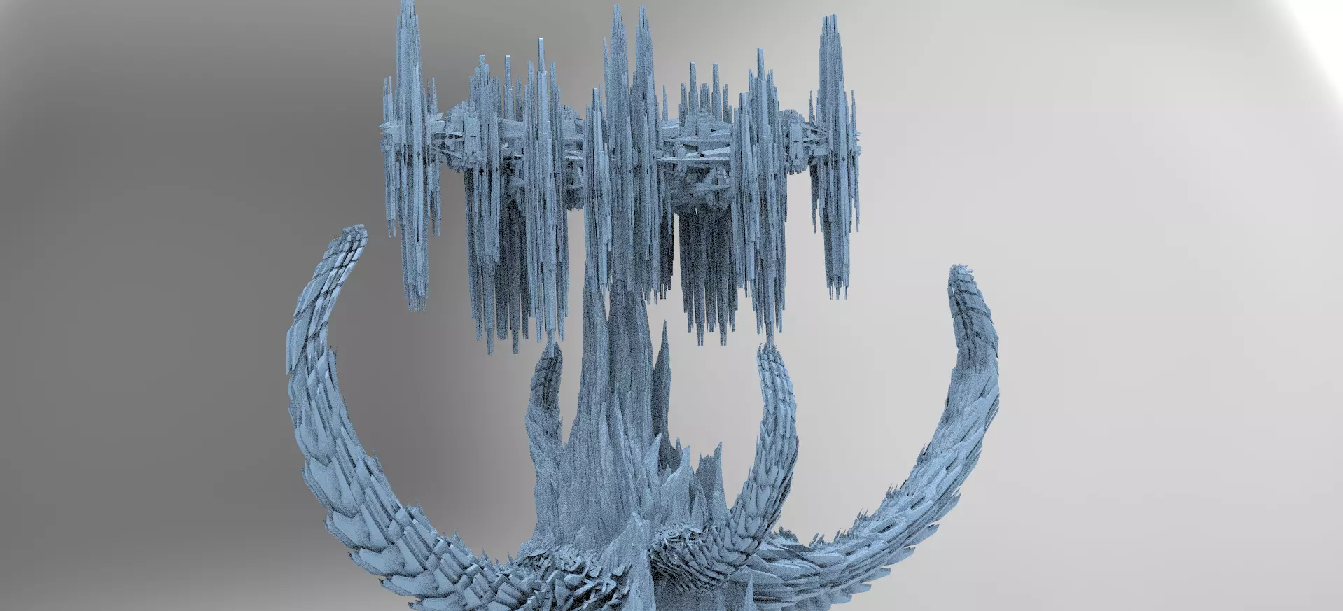 Sci fi Alien Dragon Bone Spine cliffs city 3 3D model_0