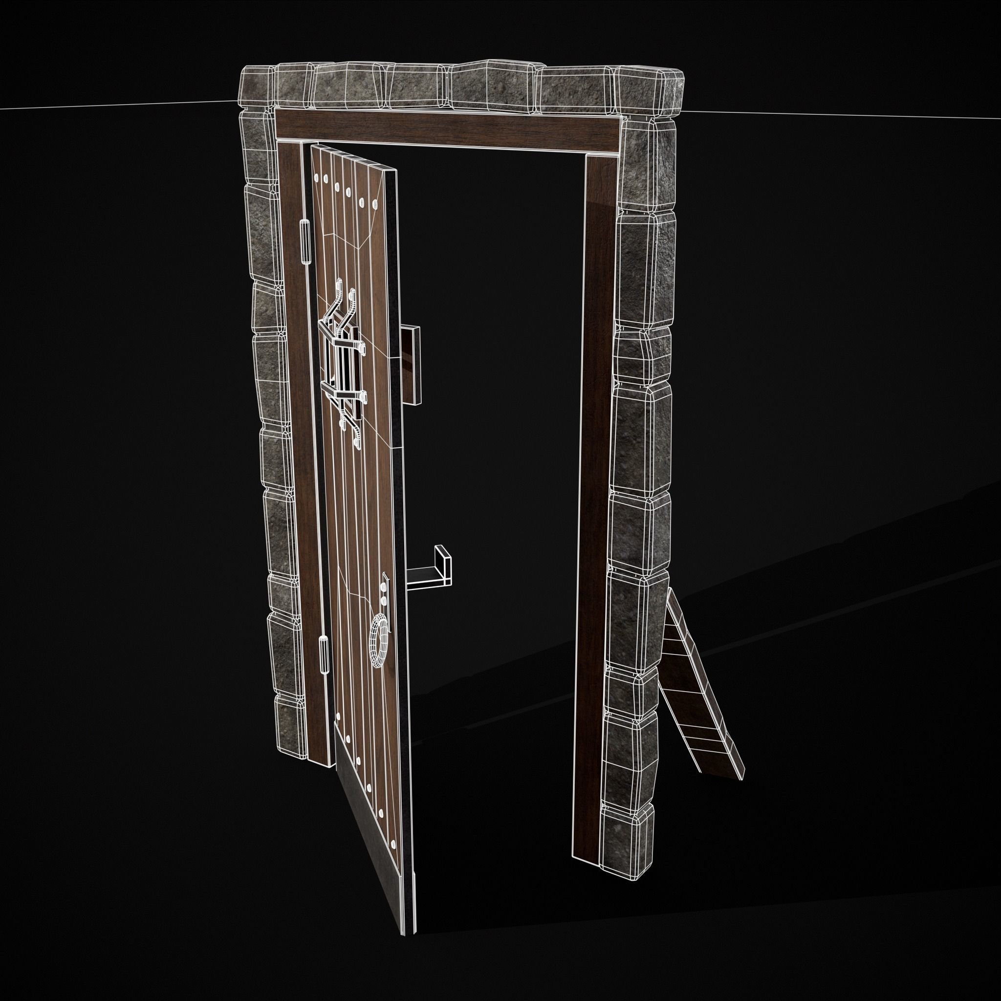 Four Wood Doors 3D Model Collection_38