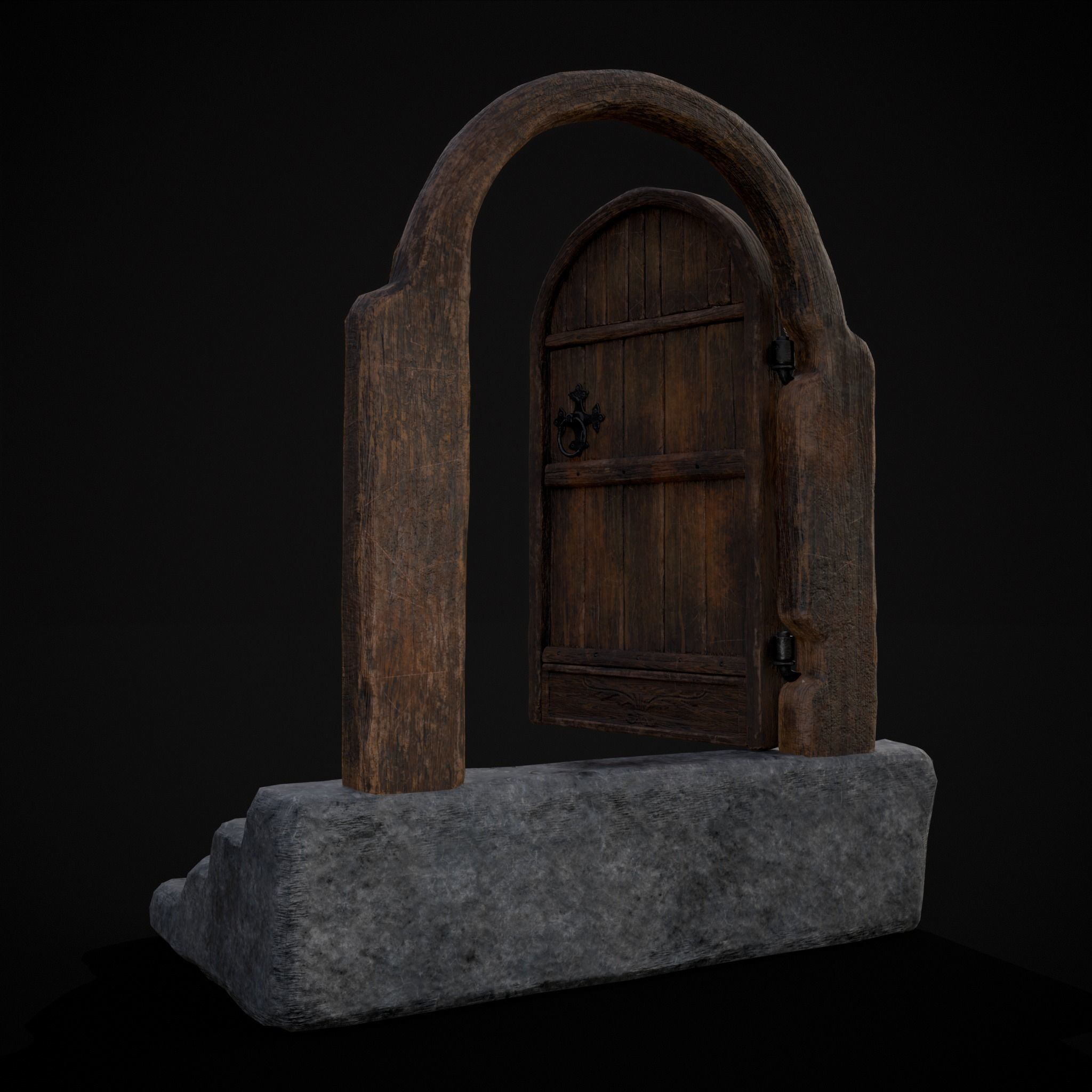 Four Wood Doors 3D Model Collection_28