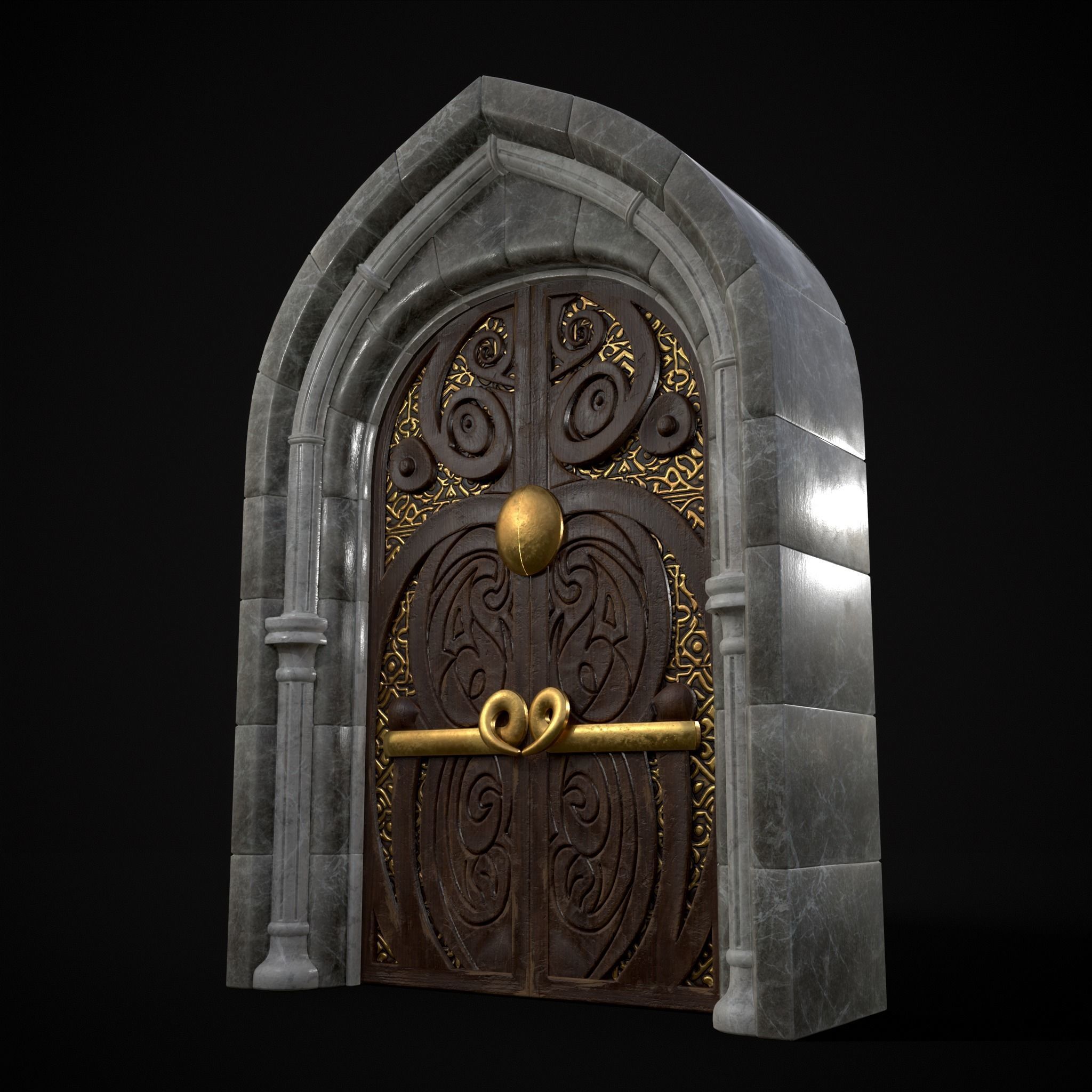 Four Wood Doors 3D Model Collection_14