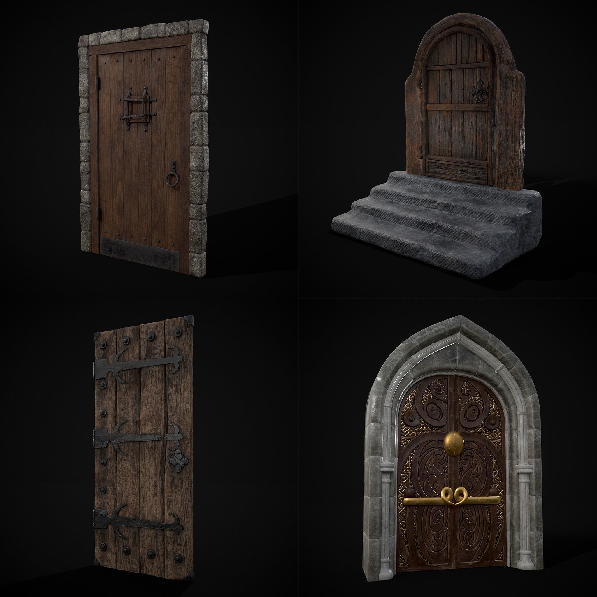 Four Wood Doors 3D Model Collection_46