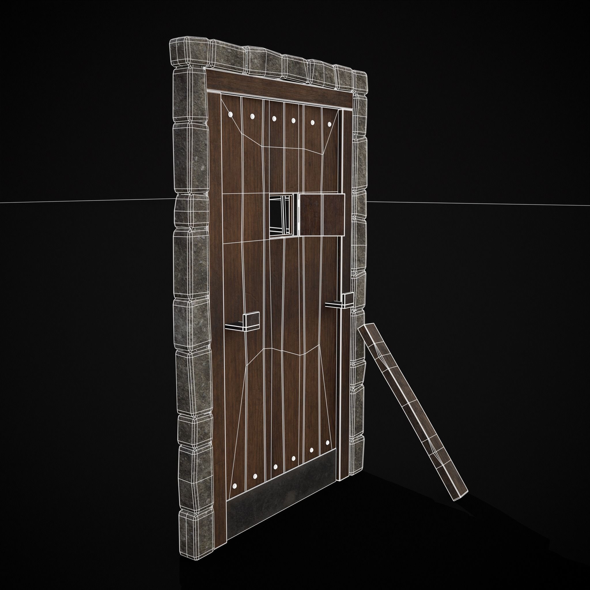 Four Wood Doors 3D Model Collection_35