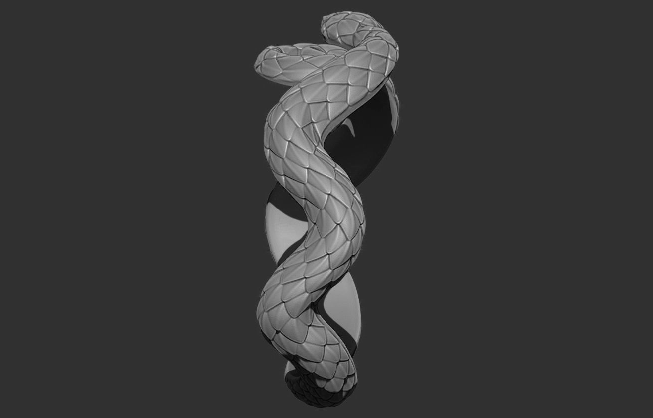 Snake ring 3D print model_3