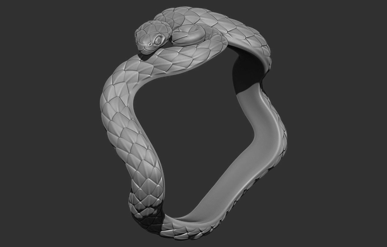 Snake ring 3D print model_6