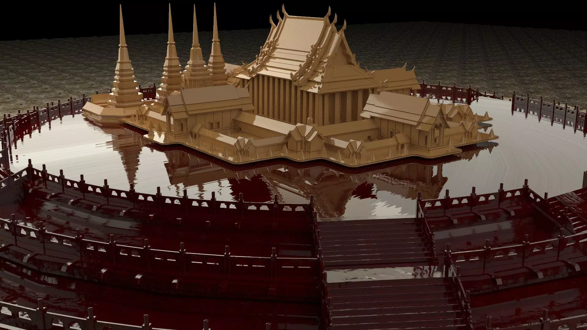 Chinese ancient temple 3D model_0
