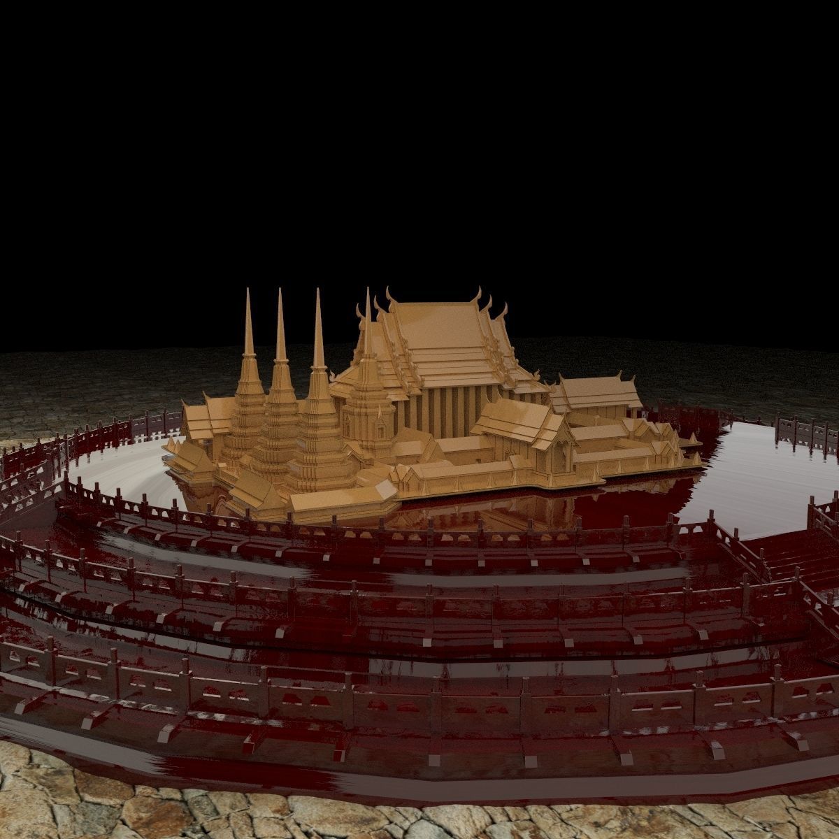 Chinese ancient temple 3D model_5
