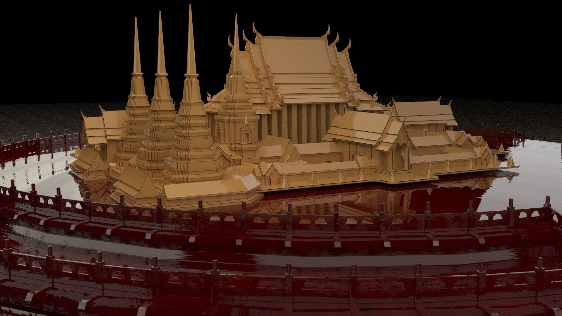 Chinese ancient temple 3D model_1