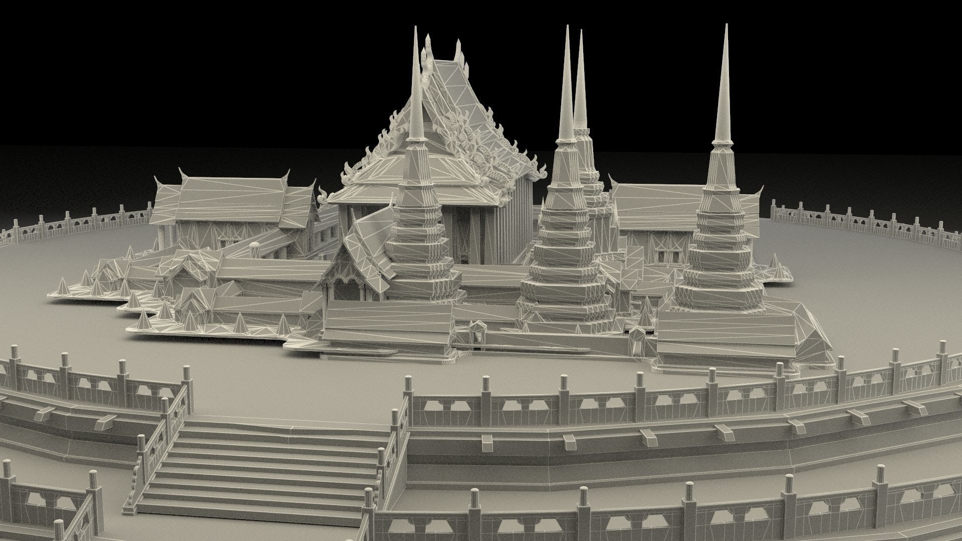 Chinese ancient temple 3D model_6