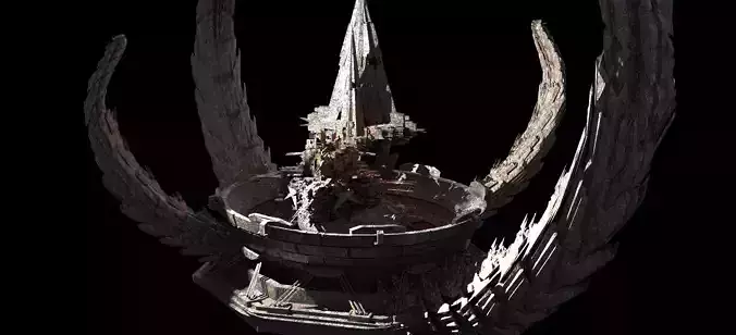 Dragon Asteroid city mountains Floating monolith 3D model