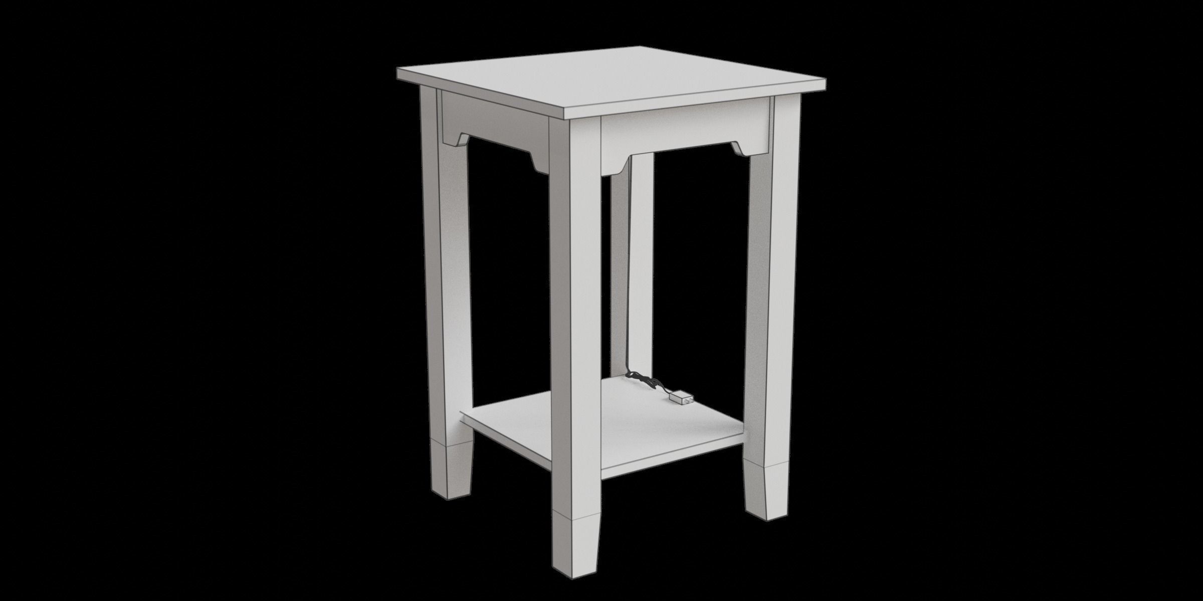 End Table With Usb Ports Outlets Low-poly 3D model_2
