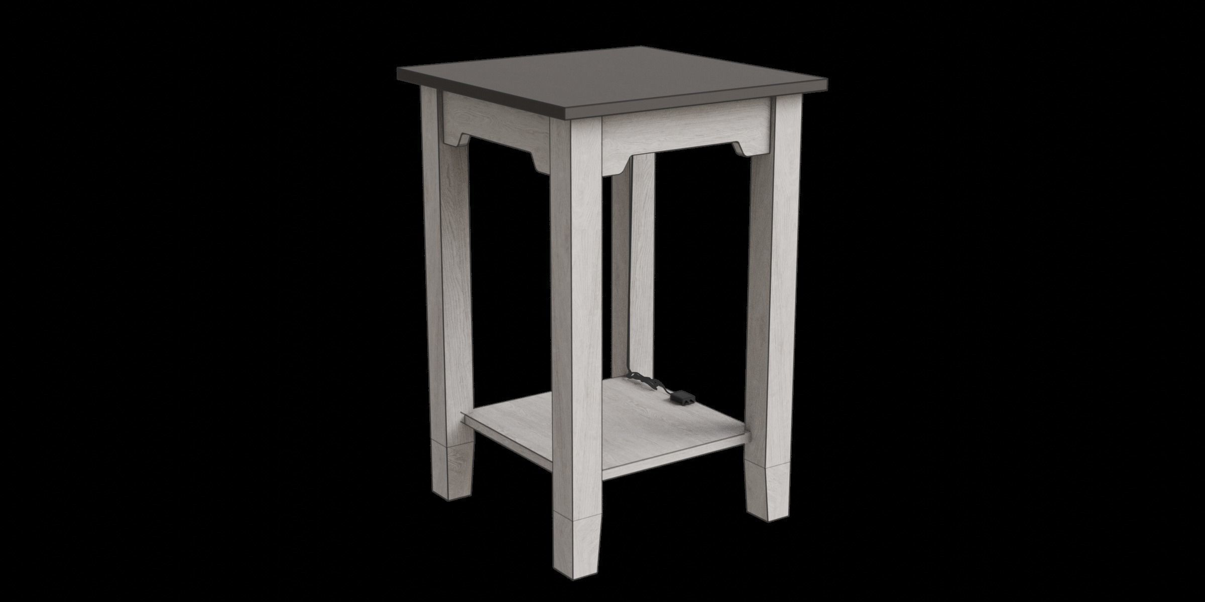 End Table With Usb Ports Outlets Low-poly 3D model_3