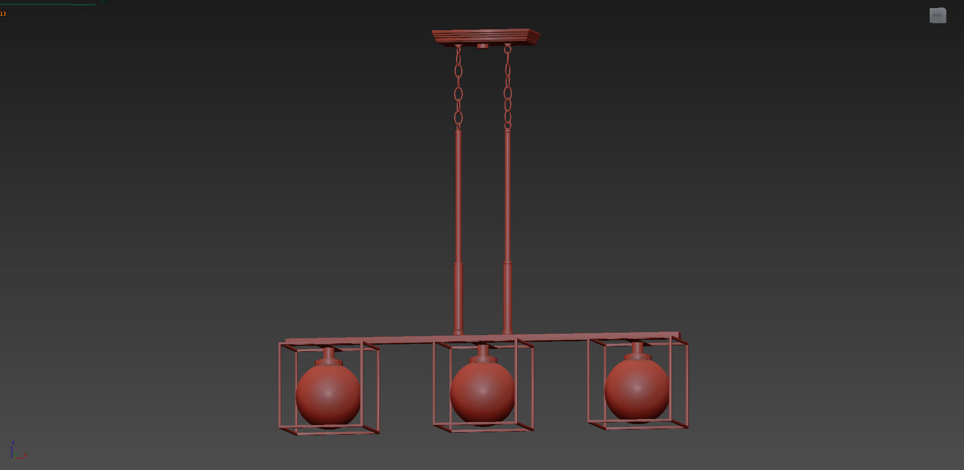 Cowen 3-Light Brushed Gold Interior Chandelier  3D model_6