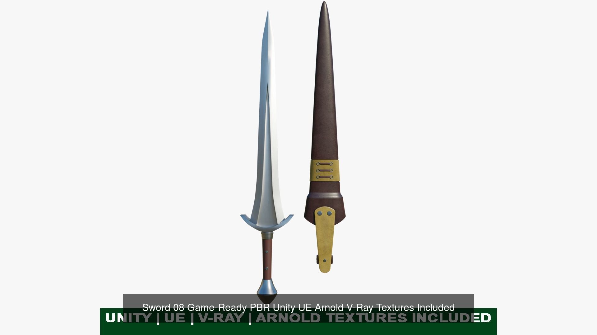 5 Fantasy Swords All PBR Unity UE Textures Included  3D Model Collection_18