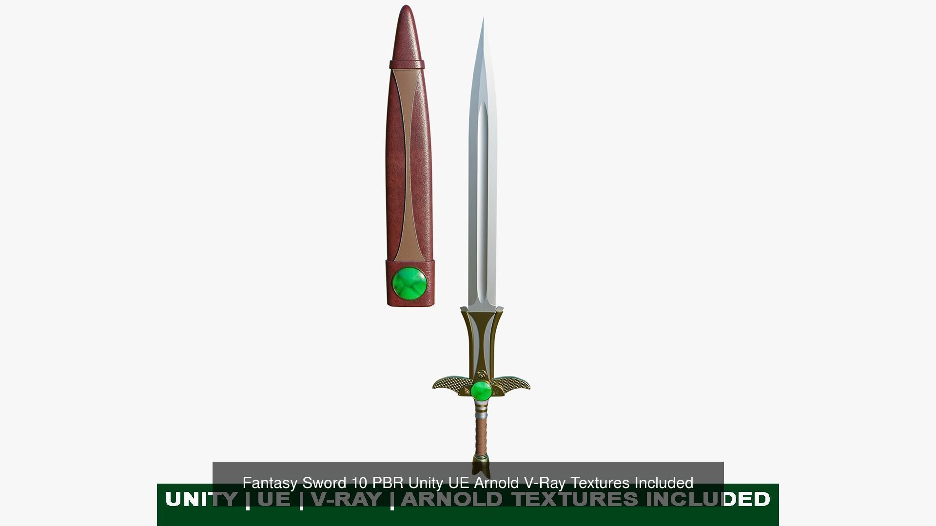 5 Fantasy Swords All PBR Unity UE Textures Included  3D Model Collection_23